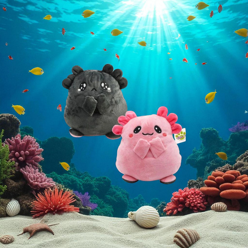 Wende-Axolotl gross grau rosa
